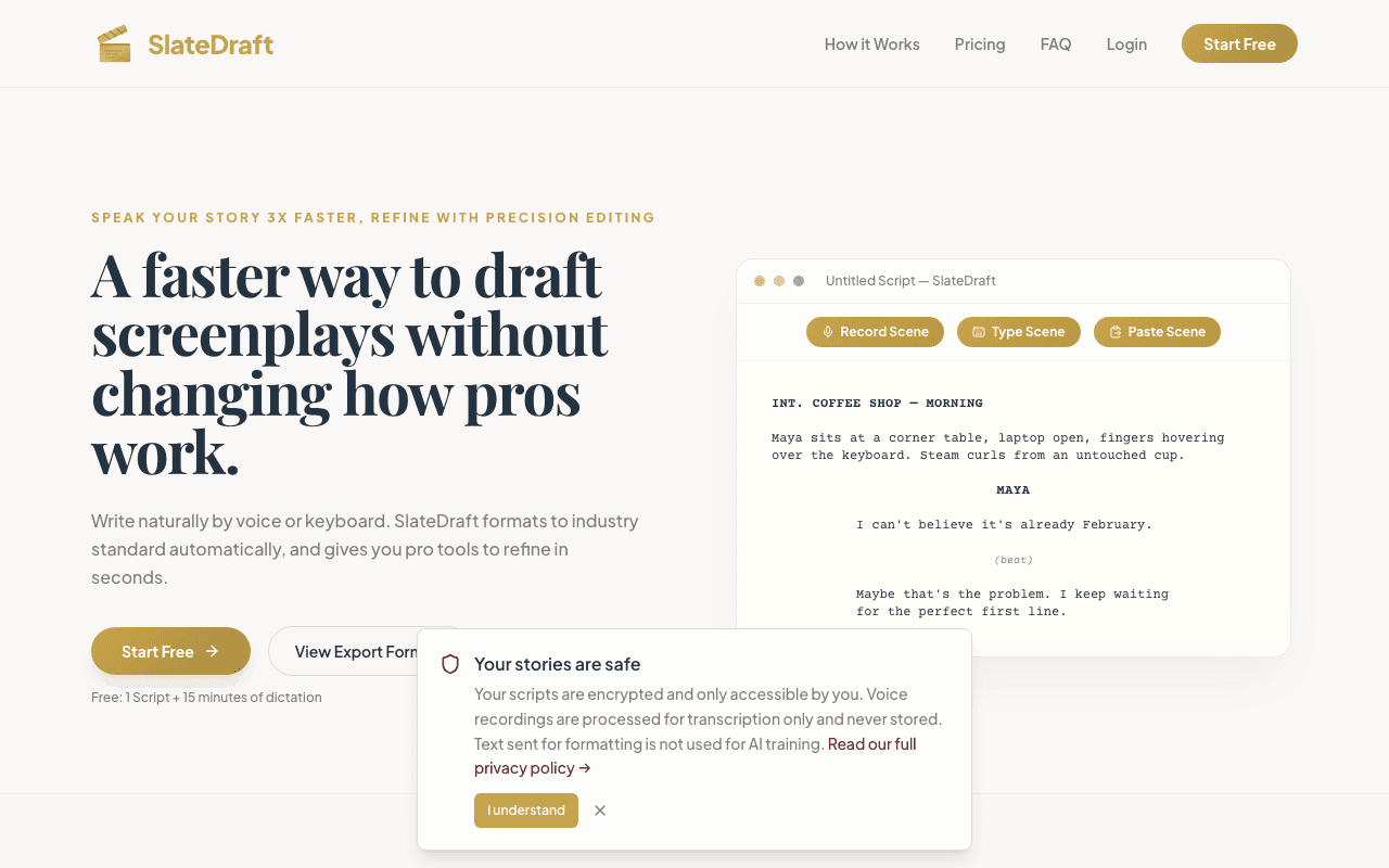 SlateDraft homepage